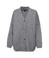 Pinko Blended Wool Cardigan In Gray