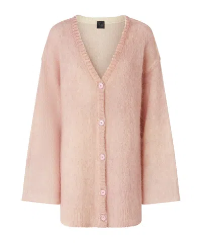 Pinko Long-sleeved Knitted Cardigan In Pink