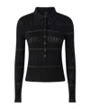 Pinko Long-sleeved Polo With Metallic Stripe In Black