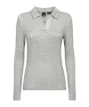 Pinko Collared Long Sleeve Textured Fabric Top In Gray