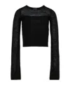 Pinko Long-sleeved Ribbed-knit T-shirt In Black