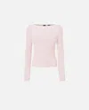 Pinko Long-sleeved Ribbed Sweater In Silk And Cashmere In Pale Lilac