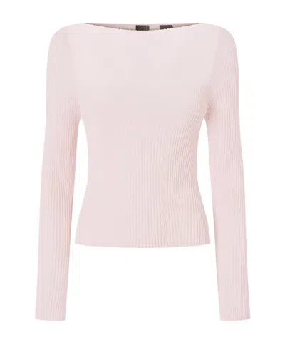 Pinko Long-sleeved Ribbed Sweater In Pink