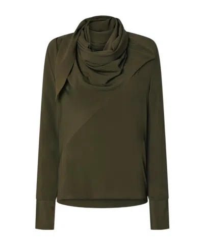 Pinko Blok Crepe De Chine Bluse In Green