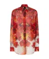 Pinko Shirt With Red Flower And Check Print In Red