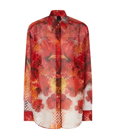PINKO PINKO CHECKERED FLOWER PRINT SHIRT
