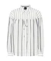 Pinko Striped Long Sleeve Top With Pleated Detail In White