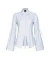 Pinko Long-sleeved Striped Shirt In White