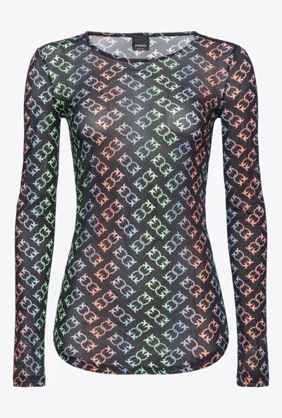 Pinko Love Birds Monogram Blouse In Multi