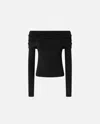 Pinko Long-sleeved Shirt With Off-the-shoulder In Limo Black