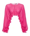 Pinko Long-sleeved Short Blouse In Pink