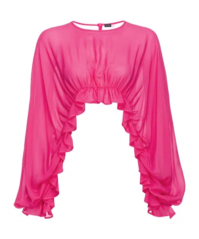 Pinko Long-sleeved Short Blouse In Pink