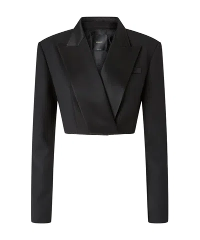 Pinko Long-sleeved Short Casual Jacket In Black