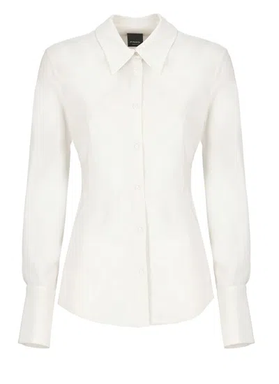 Pinko Long Sleeved Stretch Georgette Shirt In White