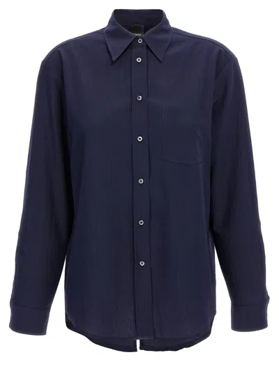 Pinko Striped Shirt With Long Sleeves And Collar In Blau