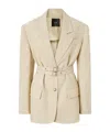 Pinko Belted Waist Blazer With Front Button Fastening In Nude