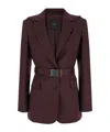 Pinko 'cortez' Bordeaux Jacket With Notched Revers And Removable Hood In Wool Blend Woman In Red