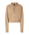 Pinko Pull Court En Cachemire Mélangé À Col Chemise In Nude