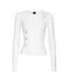 Pinko Round Neck Asymmetric Top In White