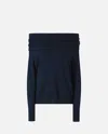 Pinko Long-sleeved Sweater With Open Shoulders In Blue