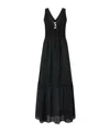 Pinko Long Sleeveless Cotton Dress With Neckline In Multi