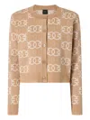 Pinko Cardigan With Love Birds Logo In Neutral