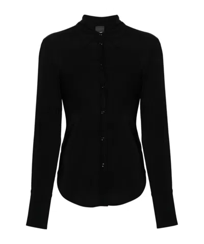 Pinko Long-sleeves Georgette Shirt In Black