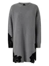 Pinko Stretch Wool Blend Dress With Lace In Gray