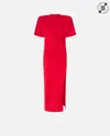 Pinko Long T-shirt Dress With Padded Shoulders In Salsa Red