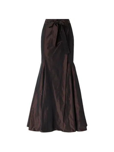 Pinko Long Taffeta Mermaid Skirt In Brown