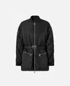 Pinko Long Technical Satin Bomber Jacket In Black