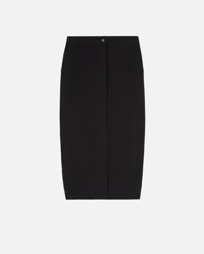 Pinko Long Utility Skirt In Fluid Fabric In Nero Limousine