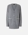 Pinko Long V-neck Cardigan In Gray