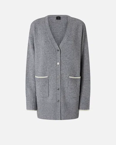 Pinko Long V-neck Cardigan In Gray