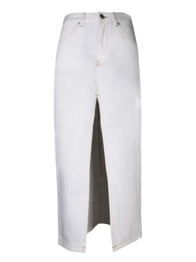 Pinko Long White Denim Skirt