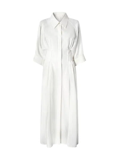Pinko Long White Shirt Dress With Classic Collar