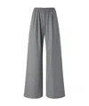Pinko Long Wide-leg Wool-blend Trousers In Gray