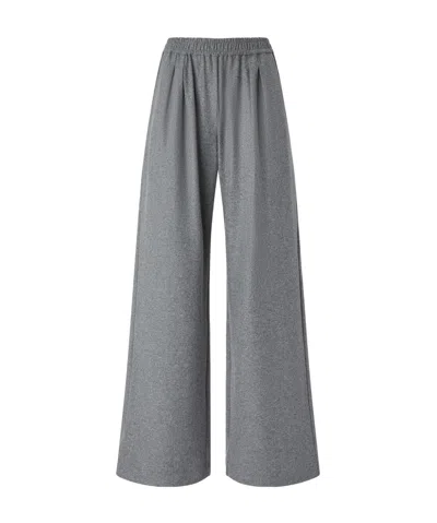Pinko Long Wide-leg Wool-blend Trousers In Gray