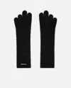 Pinko Long Wool And Cashmere-blend Gloves In Black
