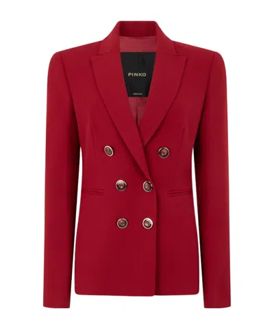 Pinko Double-breasted Peak-lapel Blazer In Red