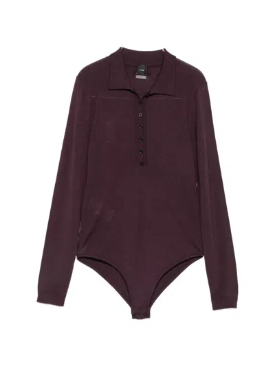 Pinko Long-sleeve Bodysuit In Burgundy