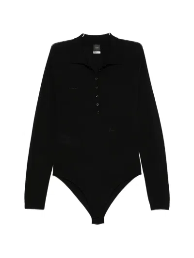 Pinko Long-sleeve Buttoned Bodysuit In Black