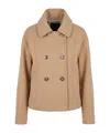 Pinko Double-breasted Cropped Coat In Brown