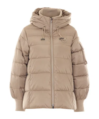 Pinko Long-sleeved Hooded Cotton Jacket In Brown