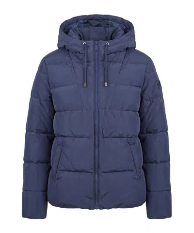 Pinko Long-sleeved Hooded Padded Jacket In Blue