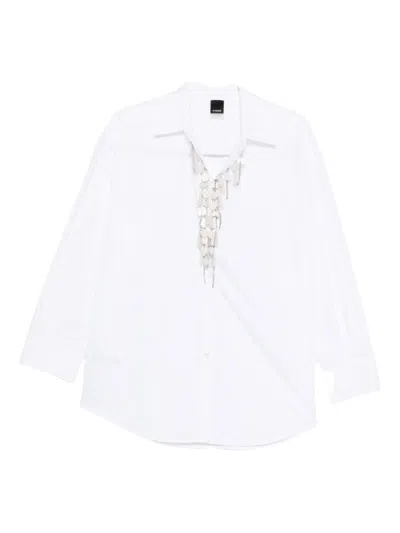 Pinko Loose-fit White Shirt With Decorative Beads