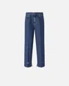 Pinko Loose-leg Jeans With Slit On The Hem In Blue