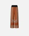 Pinko Wide Bandana Pattern Pants In Burnt/white
