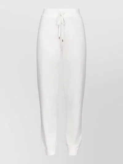 Pinko Lounge Trousers Ribbed Cuffs Side Pockets In White