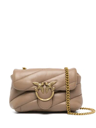 Pinko Love Baby Padded Leather Bag In Brown